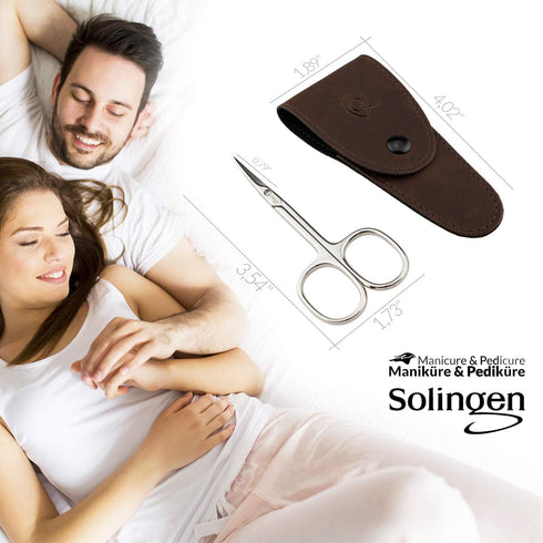 Solingen Cuticle Scissors, Germany - Curved Blade Pedicure Beauty Grooming Kit for Eyebrow, Eyelash, Dry Skin