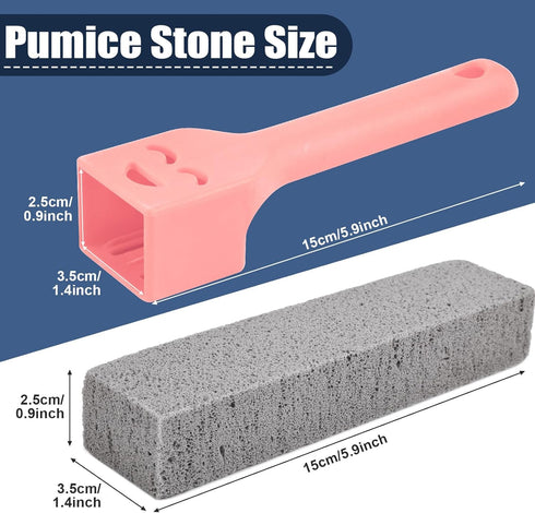 10 Packs Grey Pumice Stone Cleaner with 2 Universal Handles for Cleaning Toilets, Bathrooms, Kitchens, Spas, Pools,