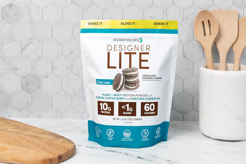Designer Wellness, Designer Lite, Low Calorie Natural Protein, Prebiotic Fiber, Key Vitamins & Minerals