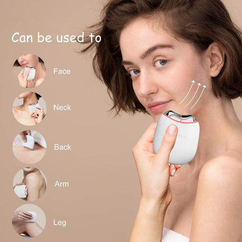 LED Gua Sha Facial Tool - Skin Toning Device with Heat and Microcurrent for Anti-Aging & Puffiness