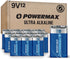 Powermax 12-Count 9V Batteries, Ultra Long Lasting Alkaline, 7-Year Shelf Life
