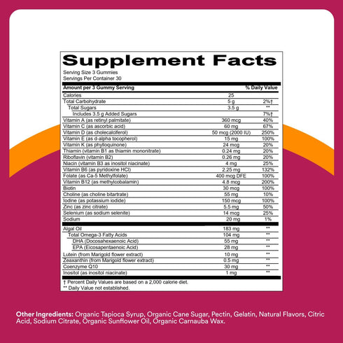 Gummy 50 3 CoQ10, D3, B12, B6, 90 Count (30 SmartyPants Multivitamin for Women and Over, Omega (DHA/EPA), Methylfolate