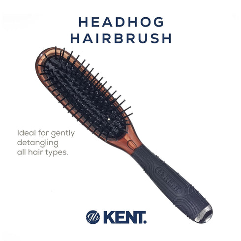 Kent Headhog Detangler Brush, Anti Static Hair Brush with Rounded Nylon Bristles, Travel Brush with Ergonomic Grip