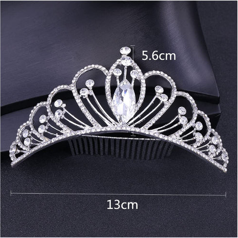 Sither Bridal Rhinestone Crown Necklace Earrings Set for Wedding Jewelry, Tiara Headband Accessories for Pageant