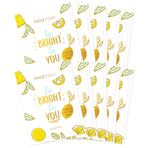 FACETORY Be Bright Be You Illuminating Gold Foil Mask - Vitamin C for Oily, Combo, Dry, and Dull Skin, Pack of 10