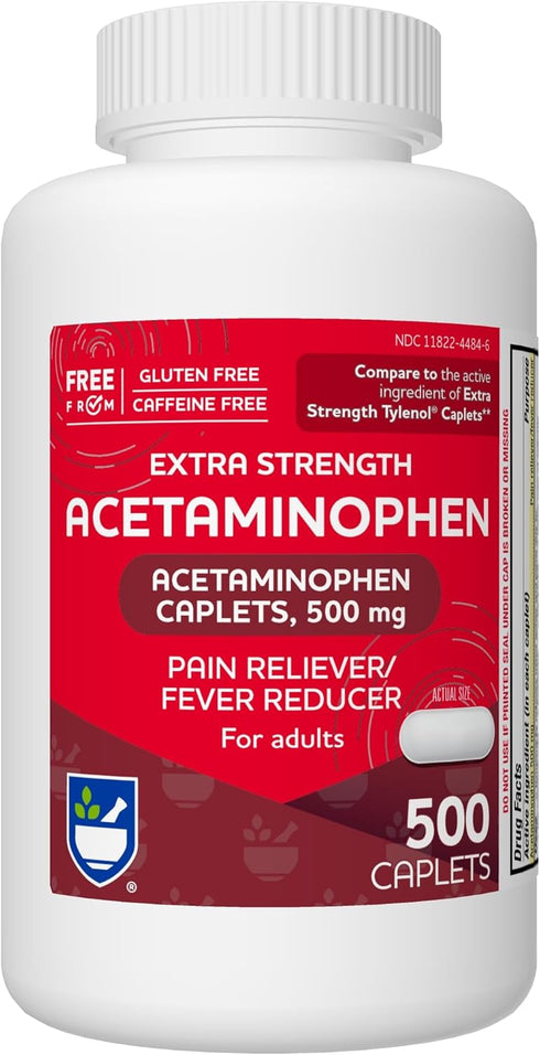Rite Aid Extra Strength Acetaminophen, 500mg - 500 Caplets for Pain Relief
