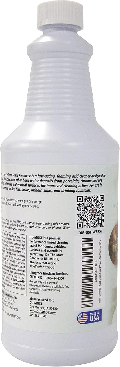 Soap Scum & Hard Water Stain Remover, High Foaming Acid Cleaner for Kitchen & Bathroom Use, 32 Oz