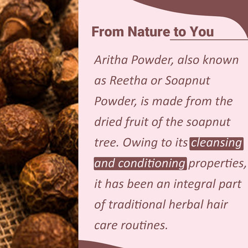 mi nature Aritha Powder/Soap Nut Powder - USDA NOP Certified Organic Hair Conditioner for Silky Hair from India (227g /