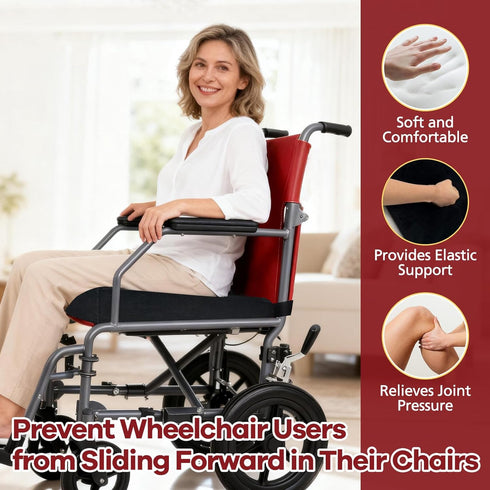JZHLLA 16 18 2-4 Inch Wedge Wheelchair Seat Cushion Velvet and High Density Foam Wheelchair Cushions with Adjustable