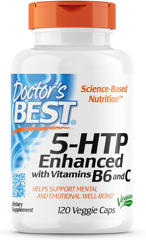 Doctor's Best 5-HTP Enhanced with Vitamins B6 & C, Non-GMO, Vegan, Gluten & Soy Free, 120 Count