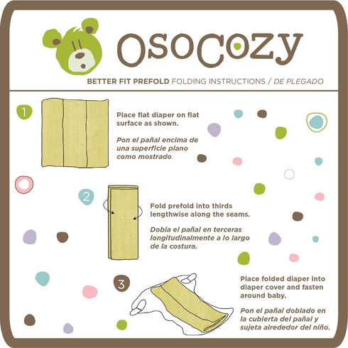 OsoCozy -100% 3 4x8x4 25-45 lb.) 1 Dozen Better Fit Unbleached Prefold Cloth Diapers Cotton, Gauze Weave, Sized for Tri