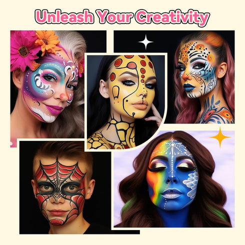 Janolia Face Painting Kit for Kids, Rainbow Split Cake Water Activated Face Paint, Ideal for Halloween and Carnival