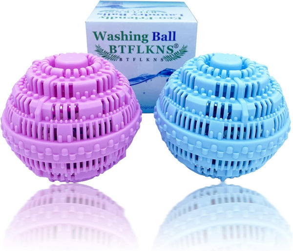 Laundry Balls Set, Eco-Friendly Super Washing Machine Alternative, 2pcs Balls, Pink, Blue
