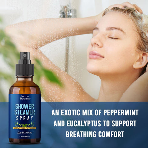 Eucalyptus Peppermint Shower Steamer Spray, 2 fl oz Aromatherapy Mist for Spa, Pure Essential Oils for Clear Breathing