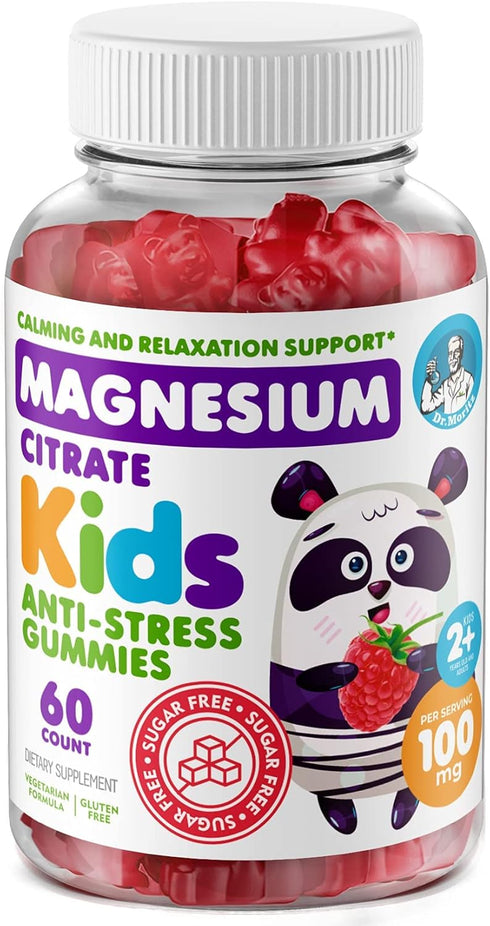DR. MORITZ Sugar-Free Calm Magnesium Gummies for Kids and Adults - Magnesium Citrate Gummies (60 Count, Raspberry)