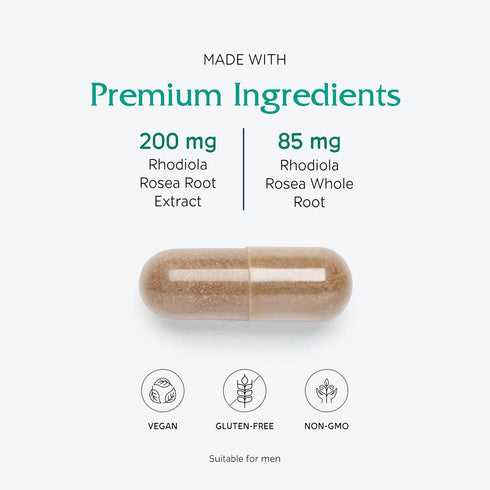 Vitanica Rhodiola Rosea Root Extract, 200mg, Vegan, 60 Capsules
