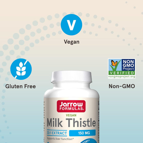 Jarrow Formulas Milk Thistle 150 mg, 30:1 Standardized Silymarin Extract, Dietary Supplement for Liver Function, 200