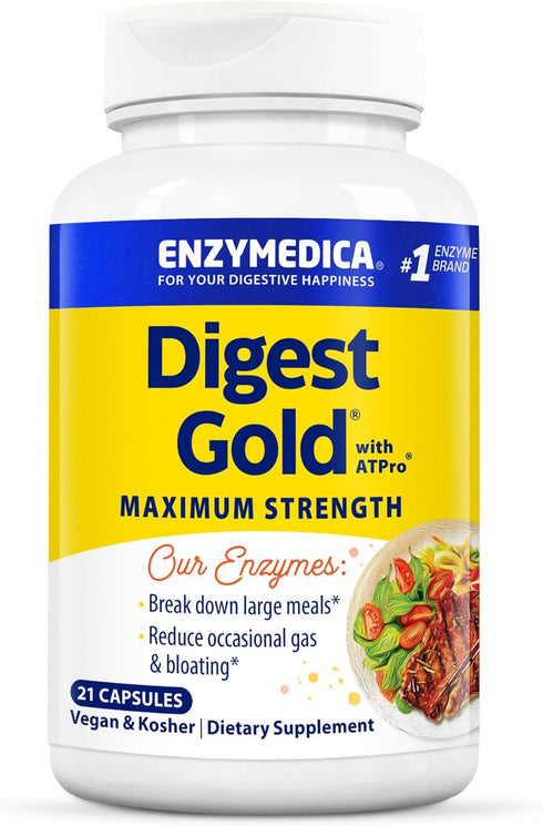 Enzymedica Digest Gold + ATPro - 21 Capsules, Maximum Strength Enzyme Formula for Bloating and Gas Relief