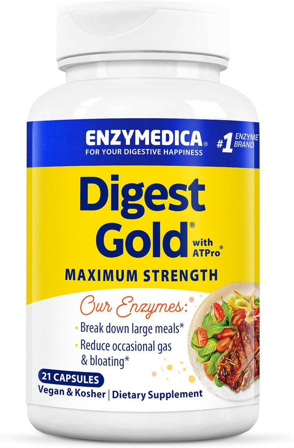 Enzymedica Digest Gold + ATPro - 21 Capsules, Maximum Strength Enzyme Formula for Bloating and Gas Relief