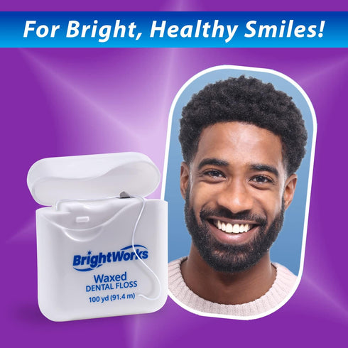 BrightWorks Dental Floss Waxed, 100 Yards (Pack of 4)