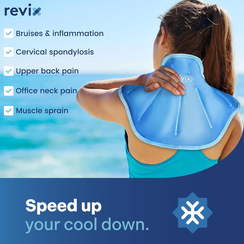 REVIX Ice Pack for Neck and Shoulders Pain Relief, Large Neck Ice Pack Wrap with Soft Plush Lining, Reusable Gel Cold