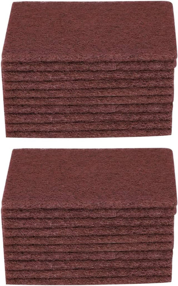 uxcell 20pcs Non-Scratch Scouring Pad Sponge Scrub Pads, 6"x4" for Kitchen Scouring, Brown