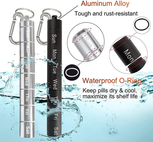 LZQpearl 7 7 Metal Moisture Proof Weekly Pill Organizer, Stackable Aluminum Alloy, Days Pill Case,Portable Pill Box