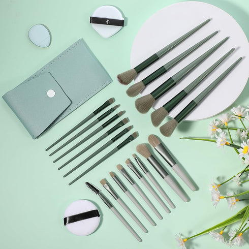 28 Pcs Women Makeup Set with Makeup Bag, Premium Synthetic Brushes and Mirror for Travel (Sage Green)