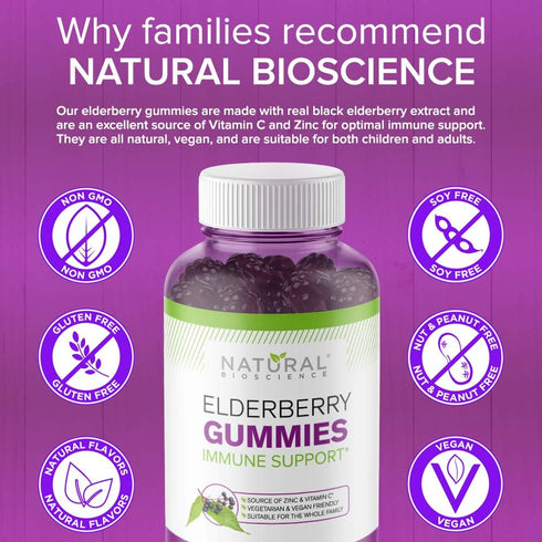 Sambucus Elderberry Gummies - Daily Immune Support Supplement with Vitamin C & Zinc, 180 Vegan Gluten-Free Gummies