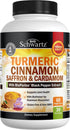 Turmeric Supplement with Saffron, Cinnamon & Cardamom - 60 Capsules, Natural Tumeric Curcumin Joint Support Supplement