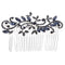 Lurrose Wedding Hair Comb, Blue Rhinestone Hairpin, Vintage Flower Bridal Accessories