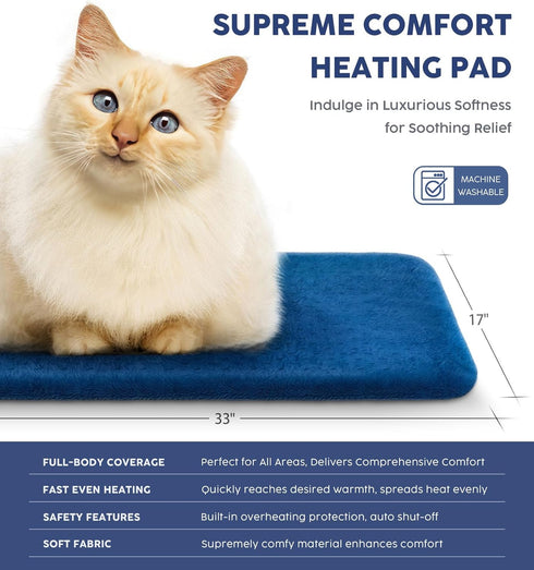 Electric Heating Pad for Back Pain Relief, 33"x 17" for Shoulder, Neck, Cramps, 6 Heat Settings, Auto-Off