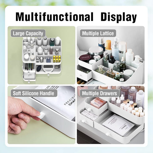 Makeup Organizer for Vanity, Large Capacity with Drawers, Skin Care Organizer, Cosmetic Display Cases for Countertop