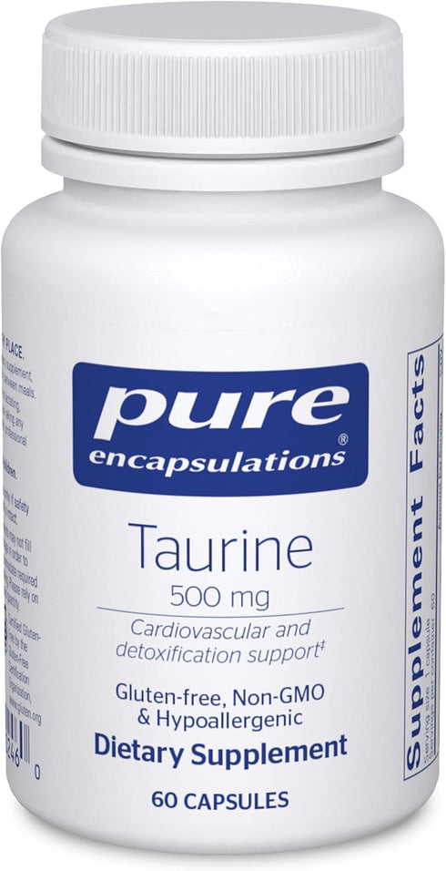 Pure Encapsulations Taurine 500mg - 60 Capsules, Amino Acid Supplement for Liver, Eye Health, Antioxidants, Heart,