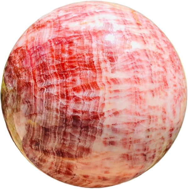 VNPOTTIQ 1pc 300-350g Red Stripe Pork Stone Quartz Crystal Sphere Ball