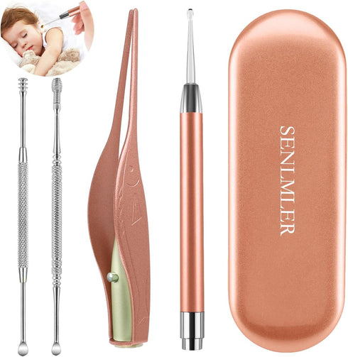 4 Pack Ear Pick with Light - Ear Cleaner Tool Kit for Kids and Adults with Storage Box