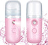 Honoson 2 Pieces Nano Facial Mister, 30 ml Mini Face Humidifier, USB Rechargeable Facial Sprayer for Daily Makeup (Pink)