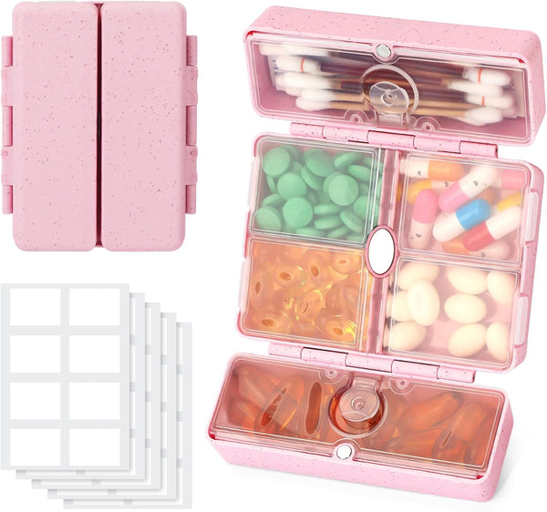 Zentiky Small Daily Pill Organizer with Labels, Medicine Pill Organizer Fit with