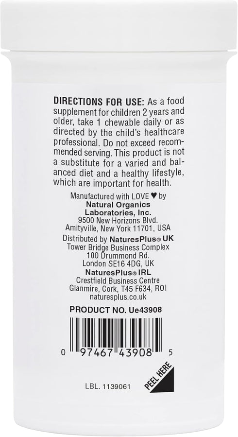 Natures Plus GI Natural Probiotic Kids, Mixed Berry Flavor, 30 Chewables for Digestive & Immune Health