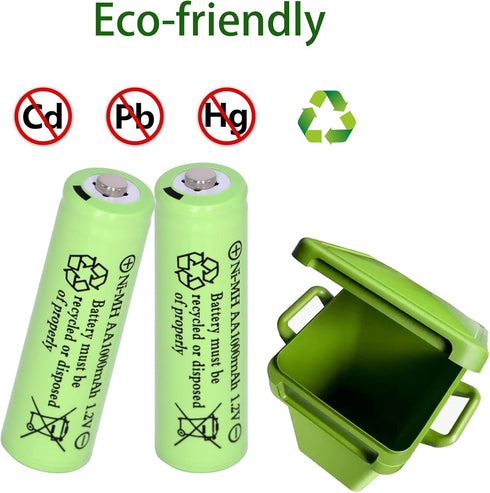 16 Packs Solar Lights Batteries AA 1000mAh 1.2V Ni-MH Rechargeable Double A for Outdoor Solar Lights