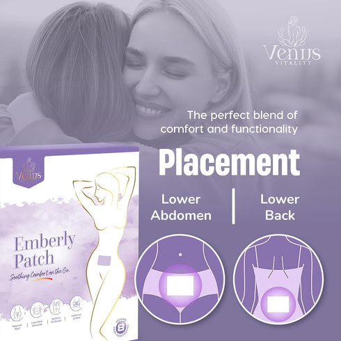 Period Cramp Relief Menstrual Patch Heat Pads for Pain Relief & PMS | Portable Heating Pad | Emberly Self-Heating Patch