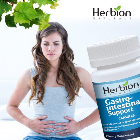 Herbion Naturals Gastro-intestinal Support Herbal Blend, 60 Vegicaps for Upset Stomach Relief