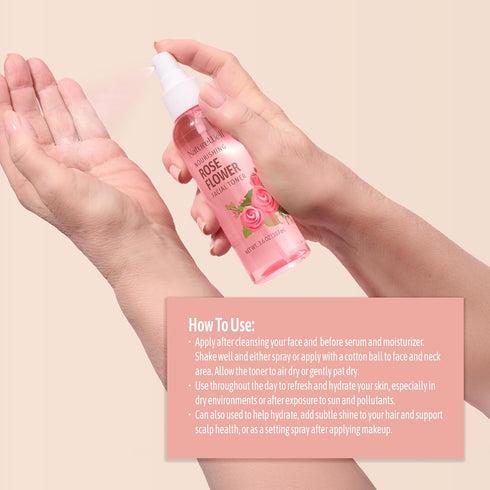 NATURE WELL Rose Water Hydrating Facial Toner Mist, 4 Fl Oz for Dewy & Radiant Skin