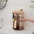 Rotating Makeup Organizer for Countertop, DIY Adjustable Trays Spinning Skincare Organizers with Brush Holder