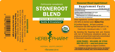 Support-4 oz Herb Pharm Certified Organic Stoneroot Blend Liquid Extract for Cardiovascular and Circulatory