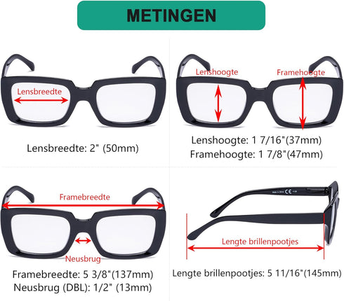 Eyekepper 4 Pack Ladies Reading Glasses - Stylish Oversized Square Readers for Women