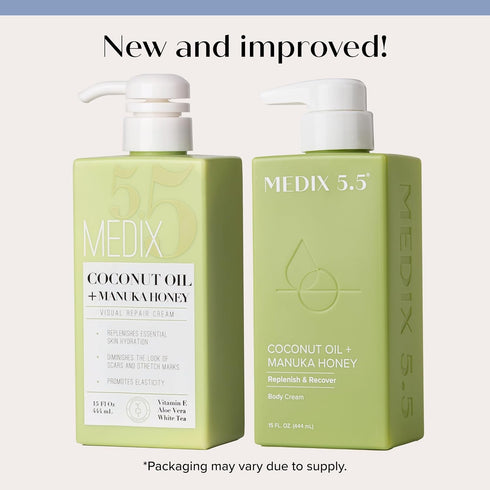 MEDIX Coconut Body Lotion + Manuka Honey Cream - Natural Moisturizer for Women & Men, 15 Fl Oz