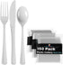 150 Pack White Plastic Cutlery Set, Heavy Duty Disposable Plastic Utensil Sets for Party Supplies