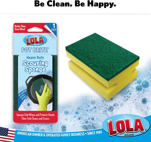 Lola Products Heavy Duty Dual Purpose Non-Scratch Scouring Sponge, 6-Pack, 3.75" x 2.75" x 1.875"