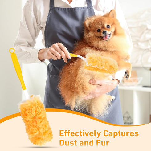360° Duster Refills Kit for Swiffer Duster, 25 Pack & 1 Handle, Multi-Surface Dusters with 4X Microfibers. Efficient Duster Kit for Cleaning Pet hair, Home, Office, Blinds, Furniture and More by Rokkibom